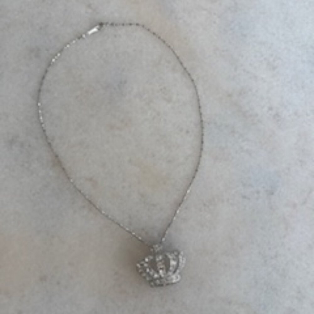 18K Gold plated necklace & rhinestone crown pendant